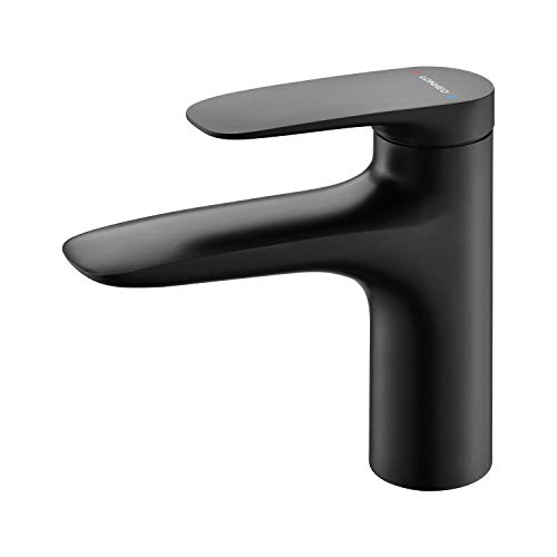 Lonheo Elegant Basin Mixer Tap, Black High Quality Brass Faucet, Hot and Cold Water Bath Mixer