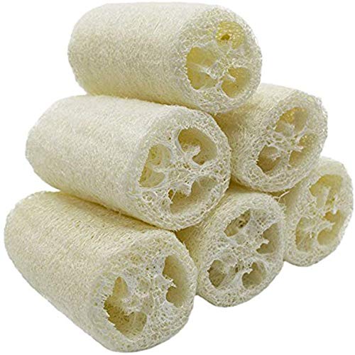 VOARGE 6 High Quality Natural Loofah Sponges for Spa, Body Scrub, Remove Dead Skin and Kitchen, for Home (About 4 Inch)