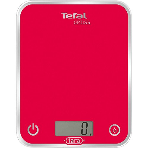 Tefal Optiss-Kitchen Scale, Red Color, Enameled Glass