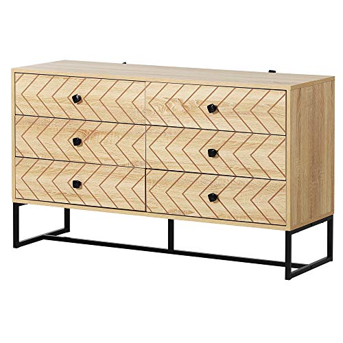 HOMCOM Auxiliary Wardrobe Retro Chest of Drawers Furniture with 6 Sliding Drawers for Living Room Wood 120x39.5x71cm