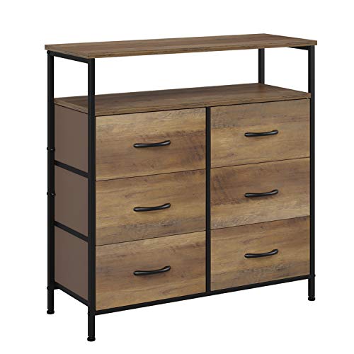 HOMECHO Chest with 6 Drawers Drawer for Storage of Bedroom, Living Room and Corridor Retro Industrial Style 80 x 30 x 82 cm