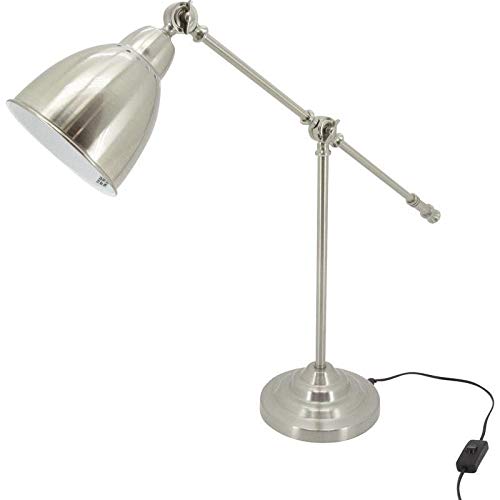 Industrial style desk lamp, brushed steel.