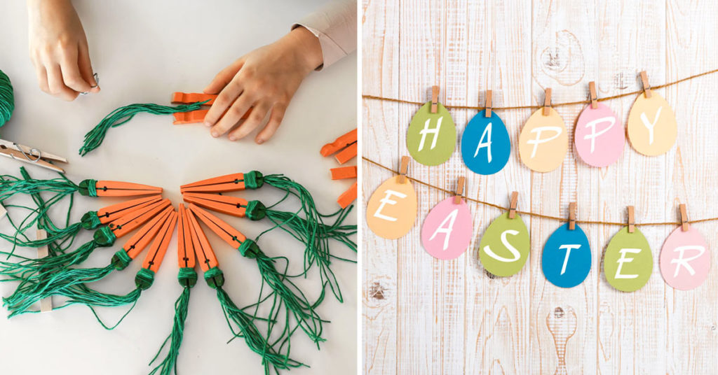 Easter decorations with clothespins.