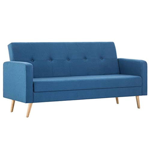 vidaXL Blue Fabric Sofa Bed Furniture Armchair Bed Base Seat Chair Living Room Home