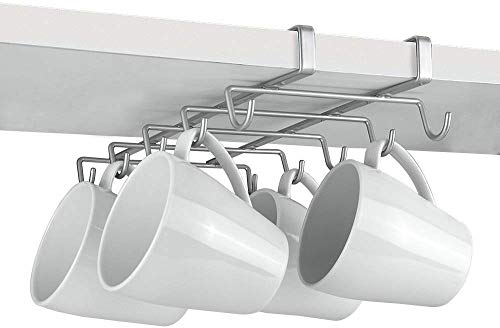 Metaltex MY-MUG Kitchen hanger for 10 cups, silver, 28 x 14 x 6 cm