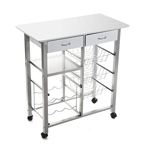 Versa 15810410 Kitchen Cart, Metal, White, 82 x 40 x 76 cm