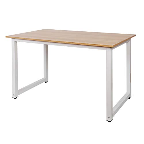 Oak color desk 120x60x70cm with MDF board and adjustable iron legs