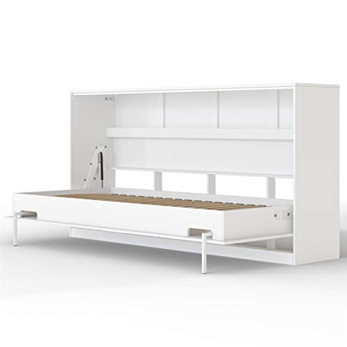SMARTBett Basic Folding Bed Folding Bed Wall Bed (White, 90 x 200 cm Horizontal)
