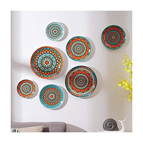 Dunflop Ceramic Geometry Matrix Decorated Hanging Plate Nordic Ceramic Plate Wall Hanging Dish Restaurant Living Room Decoration