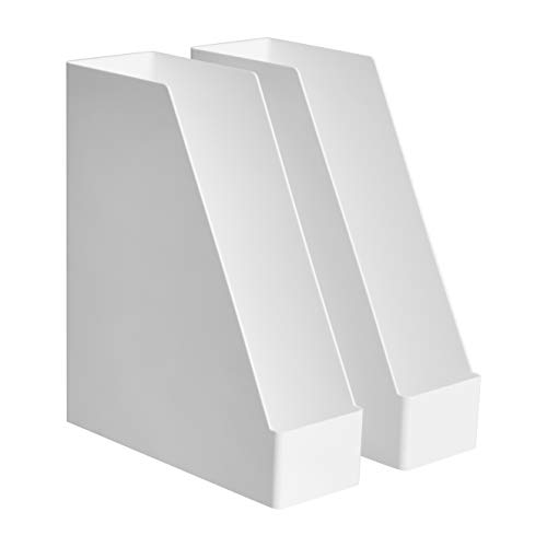 Amazon Basics Plastic Organizer, Magazine Rack, White, 2-Pack