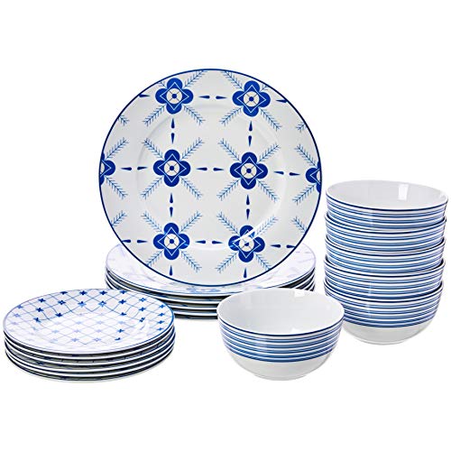 Amazon Basics 18-Piece Cottage Dinner Set, 6 Servings