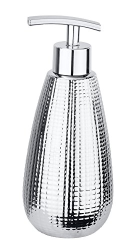 Wenko Dakar Soap Dispenser 0.37 L, Ceramic, Silver, 8x8x19 cm