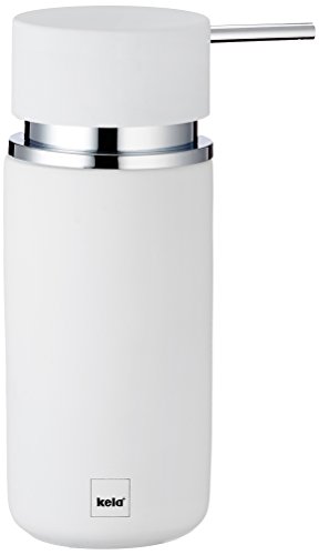 kela 20420 ceramic soap dispenser, diameter 6.5 cm, 300 ml, 6.50 x 6.50 x 16.50 cm, Color White