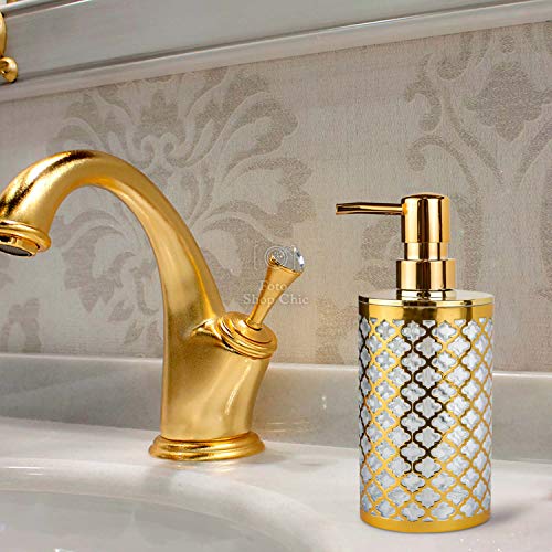 Shop Chic Shiny Gold Bathroom Soap Dispenser Luxury Refillable Liquid Soap Dish Baroque Design