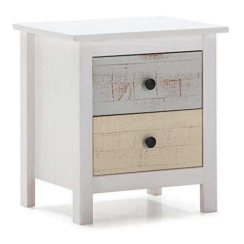 VS Sale-stock Nightstand with 2 white drawers and Multicolor drawers