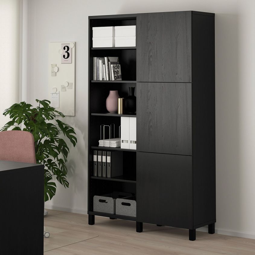 besta cabinet with black brown doors lappviken stubbarp black brown