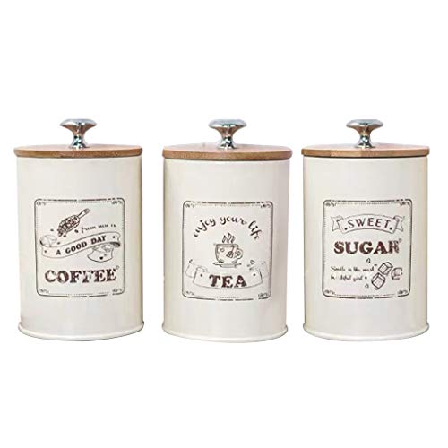 Amuzocity 3 Pieces Vintage Style Tea Coffee Sugar Cans Jars Jars Boxes with