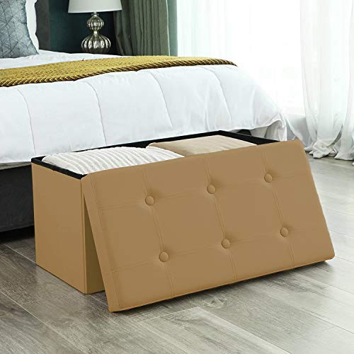 PETTI Artigini Italiani - Puff, Trunk, Storage Trunk, Storage Stool, Folding Stool with Seat, Footrest with Storage, Folding Trunk, 80L 76x38x38, Gold