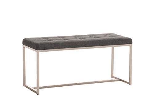 Barci 2 Seater Bench Upholstered in Fabric I Hall Bench with Stainless Steel Base.  I Modern Bed Foot Stool I Color :, Color: Dark Gray