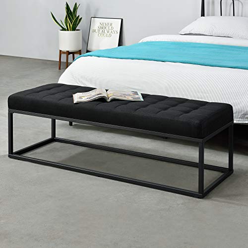 [pro.tec]  Upholstered Bench 120 x 40 x 38 cm Bed Foot Stool Comfortable Seat Bench Padded Pouf Corridor Living Room Bedroom Black