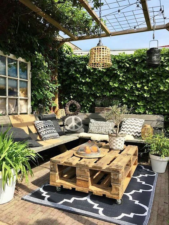 furnish terrace in an economic way with pallets