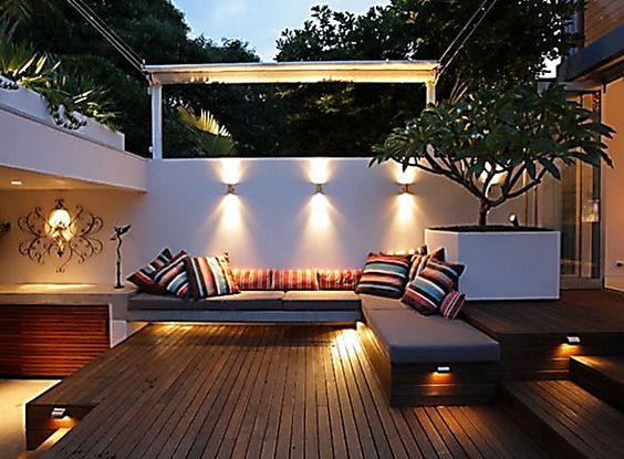 furnish terrace with low-cost lighting