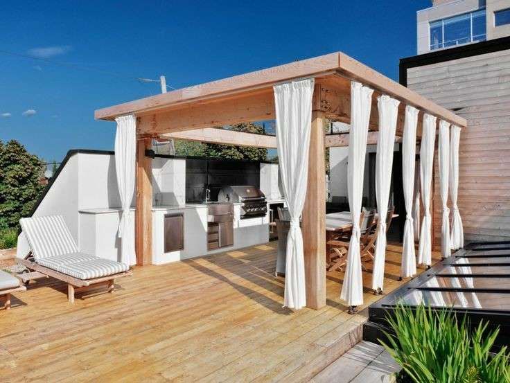 inexpensive furnished terrace with large gazebo for parties