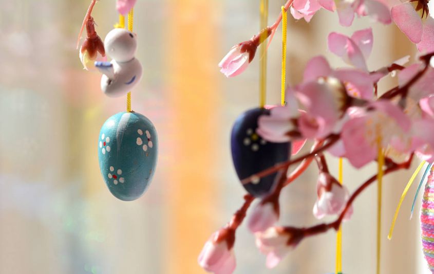 easter tree with peach blossom