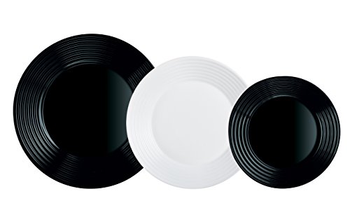 Luminarc Harena N&B 18 Piece Dinner Set, Black & White