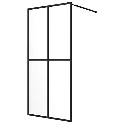 vidaXL Accessible Shower Enclosure Black Tempered Glass Bathroom Enclosure 100x195 cm