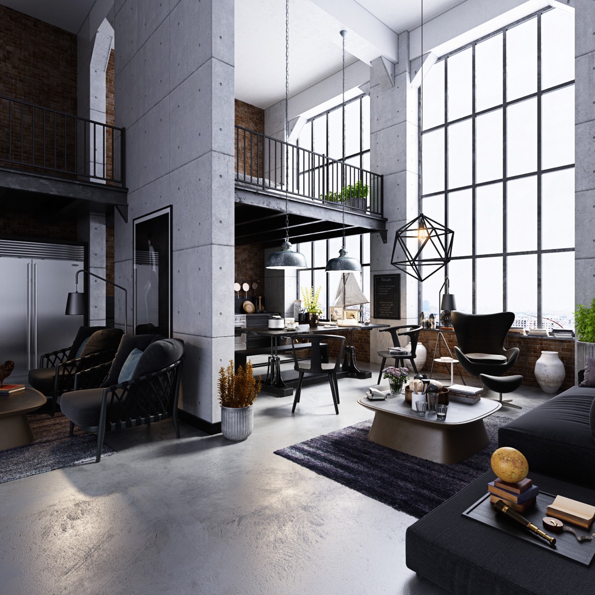 industrial-style-living room