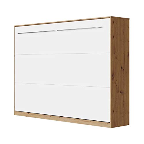 SMARTBett Standard 140x200cm Horizontal Wild Oak / White |  Folding Bed, Wall Bed, Folding Bed, Hidden Bed