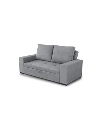 SWEET SOFA® - VIELLA Sofa Bed, 3 seats, Convertible into chaise longue or Bed, Sliding Seat in Gray Anti-Stain Fabric.  - Gray