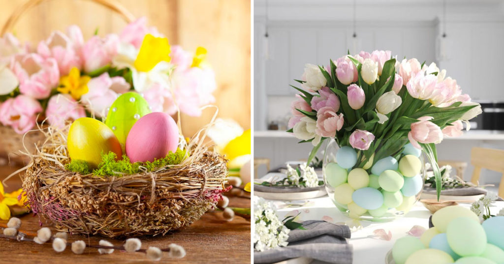 DIY centerpiece with Easter eggs