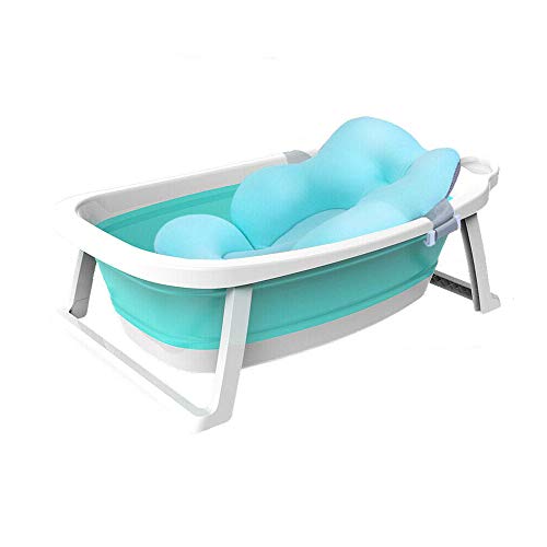 Babify Lagoon Collapsible Baby Bathtub with Cushion.  Ultra compact fold - Reducer cushion included.