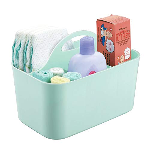 mDesign Baby Basket - Organizer Basket for Toys, Shampoo, Thermometer, Creams - Mint Baby Bag