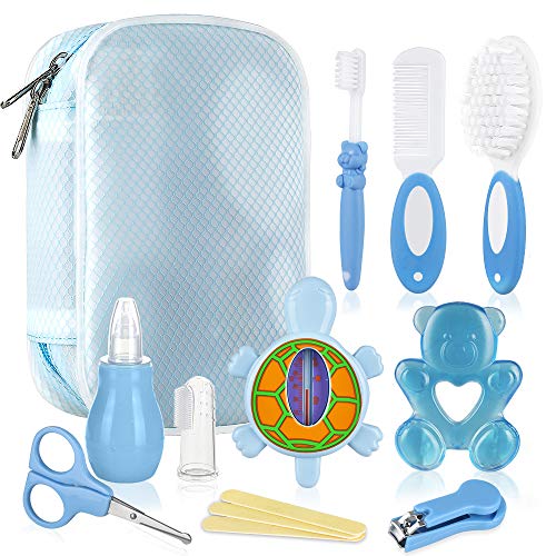 Lictin Baby Care Set-10 Pieces Baby Grooming Kit with Thermometer, Comb, Toothbrush, Nose Cleaner, Suitable for Travel, Daily Use