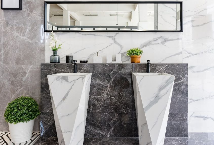 two column marble washbasins