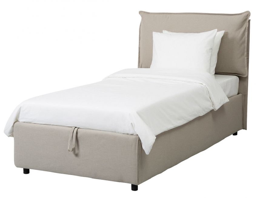 gressvik bed frame with beige container