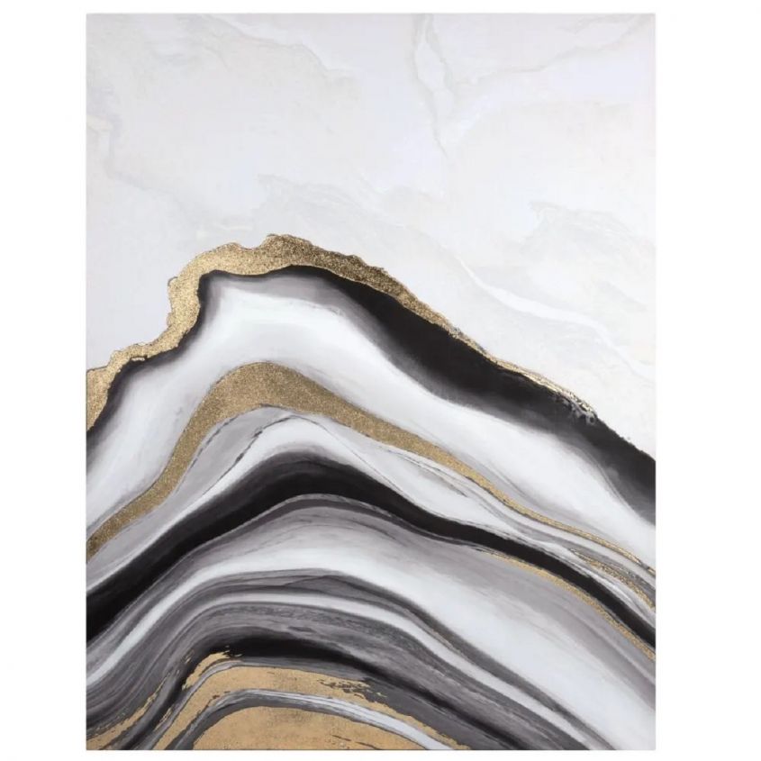 gray and black gold ecru abstract canvas