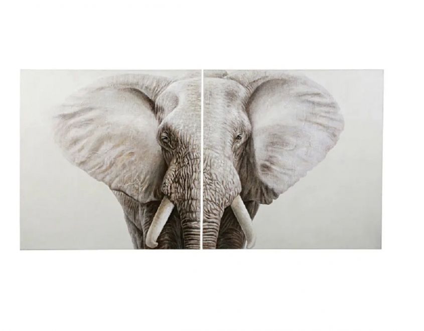 diptych canvas painted elephant