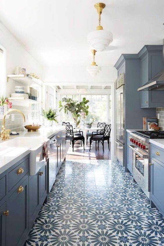 blue kitchen