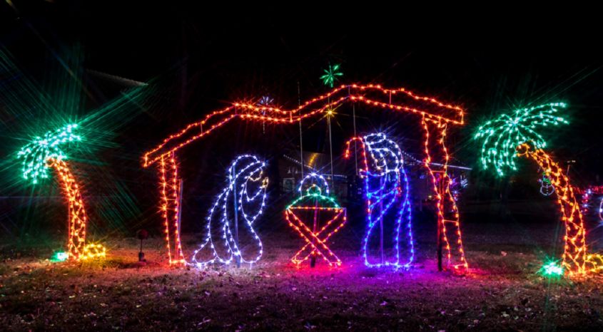 bright outdoor nativity scene