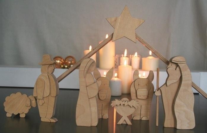 Wooden nativity scene