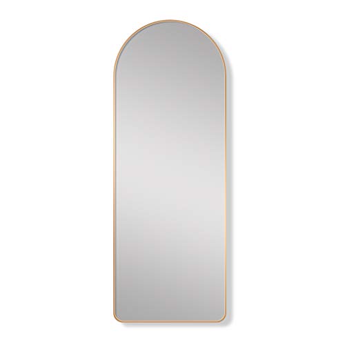 Simple Full Length Arched Mirror, Standing Aluminum Alloy Frame Vanity Mirror, Home Bedroom Vanity Mirror, Wall Mounted Entrance Mirror, Gold / Black