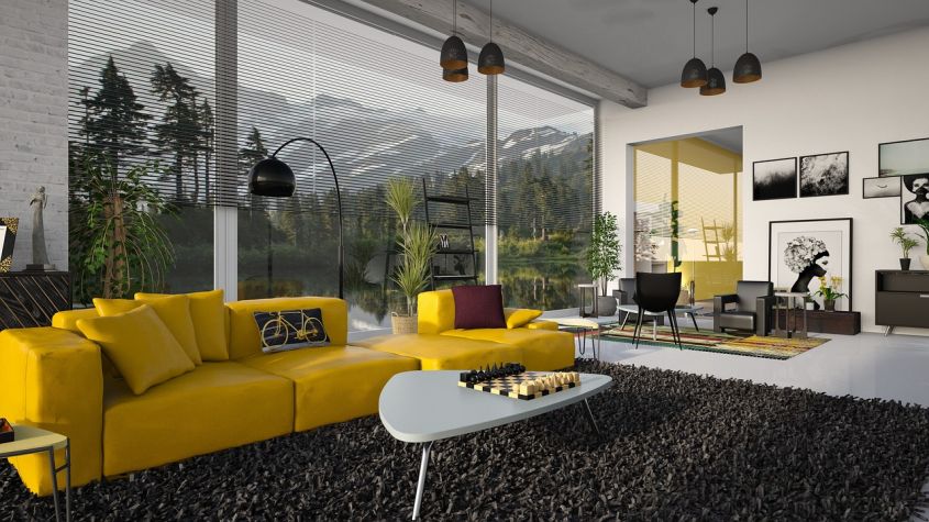 # DEVA_ALT_TEXT # living room with yellow sofa