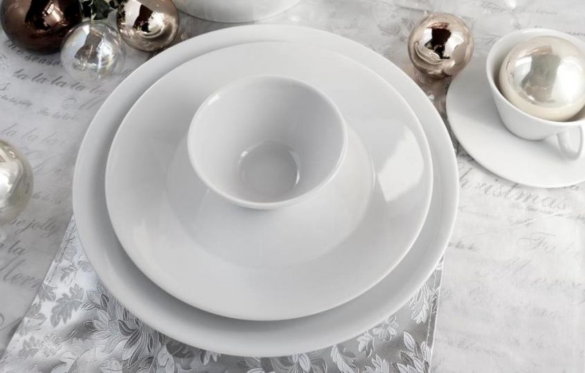 Gray and white Christmas table