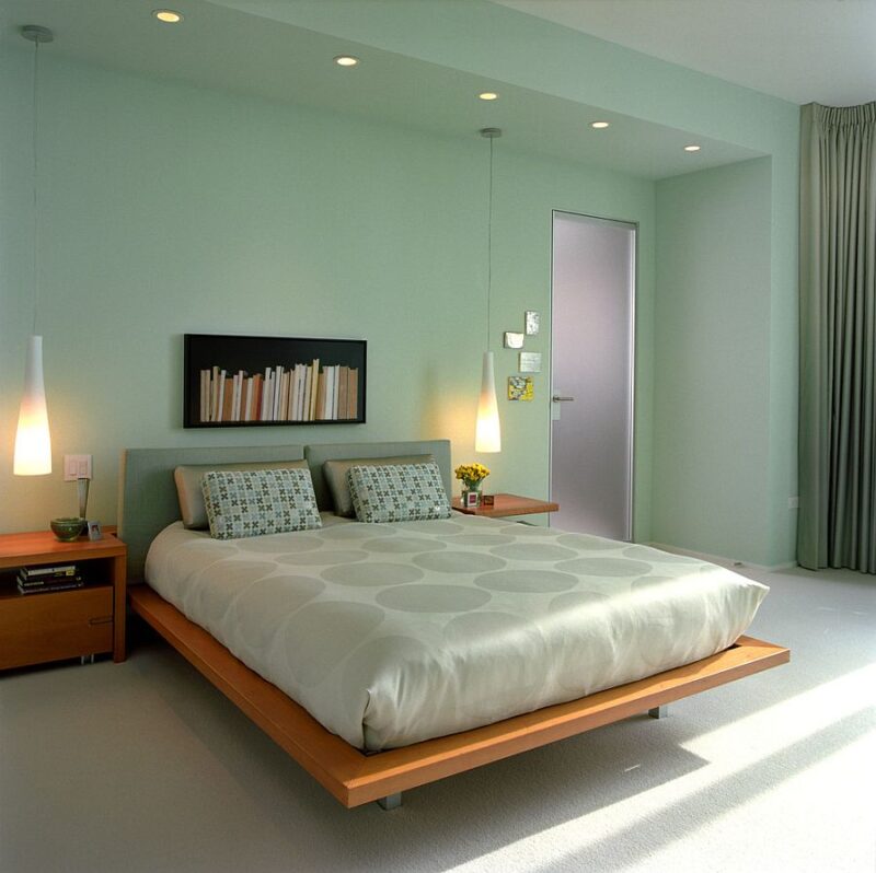 Aqua green for the bedroom walls: 6 delicate inspirations