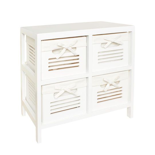 white wooden chest of 4 drawers