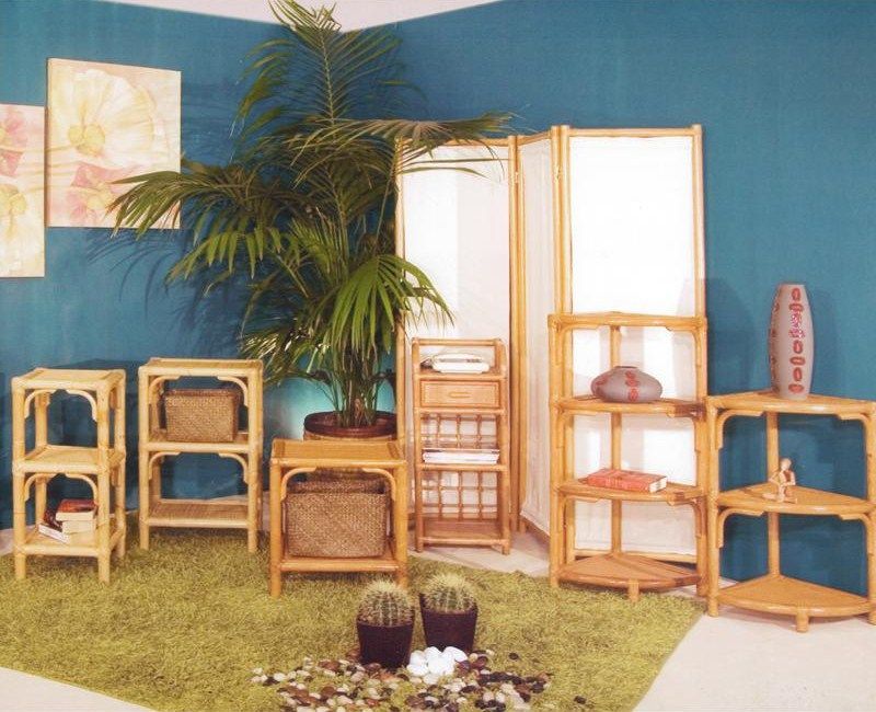 Furnish with wicker shelves